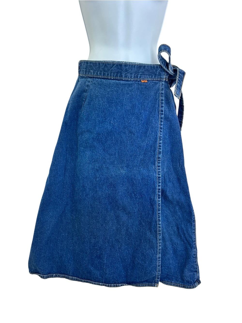 Levi’s Vintage 1970s Orange Tab Wrap A-Line Denim Midi Skirt Rare - Picture 2 of 14